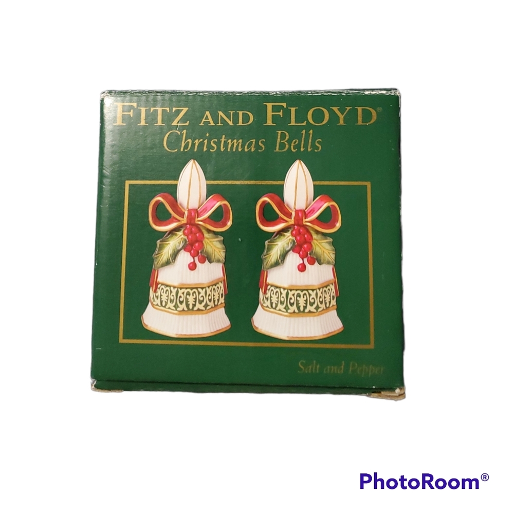 Fritz and Floyd 2004c handcrafted Christmas Bells salt and pepper shakers